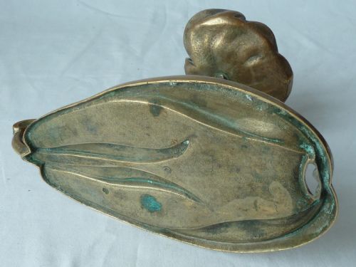 GEORGES DE FEURE ART NOUVEAU CHAMBERSTICK SILVERED BRONZE FRENCH CANDLESTICK - ADDITIONAL PHOTO 4
