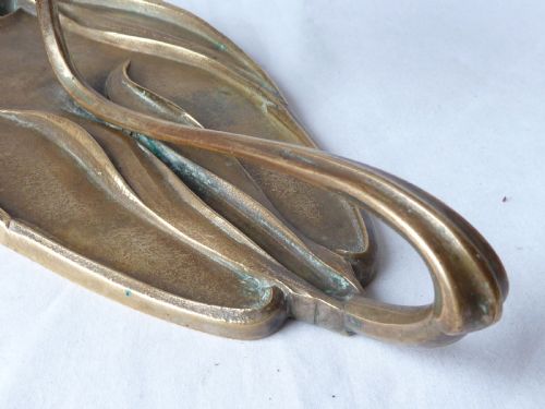 GEORGES DE FEURE ART NOUVEAU CHAMBERSTICK SILVERED BRONZE FRENCH CANDLESTICK - ADDITIONAL PHOTO 6