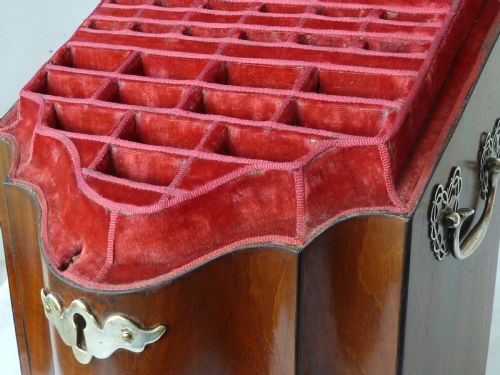 GEORGIAN MAHOGANY CUTLERY KNIFE BOX SERPENTINE WOODEN - ADDITIONAL PHOTO 2