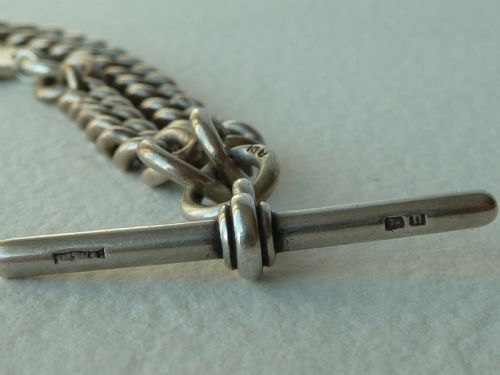 145 37CM 66G SOLID SILVER POCKET WATCH ALBERT CHAIN FOB BIRMINGHAM 1897 VICTORIAN - ADDITIONAL PHOTO 6