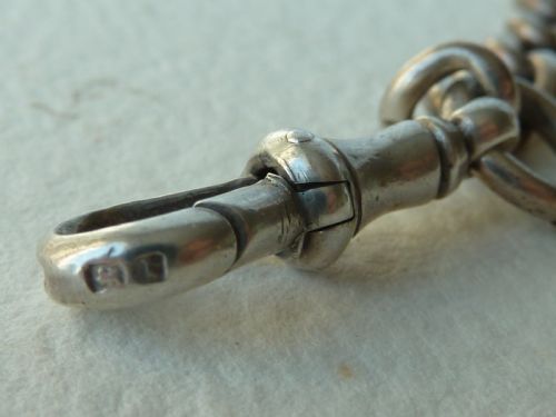 145 37CM 66G SOLID SILVER POCKET WATCH ALBERT CHAIN FOB BIRMINGHAM 1897 VICTORIAN - ADDITIONAL PHOTO 7