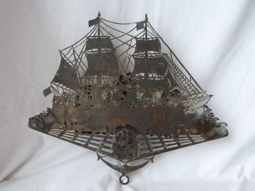 LARGE VICTORIAN CAST SHEET BRASS NELSON VICTORY CENTENARY HMS THUNDERER WALL POCKET - ADDITIONAL PHOTO 8
