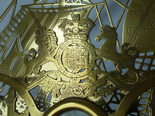 LARGE VICTORIAN CAST SHEET BRASS NELSON VICTORY CENTENARY HMS THUNDERER WALL POCKET - ADDITIONAL PHOTO 10