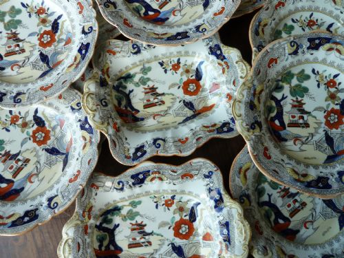 MASONS PATENT IRONSTONE CHINA DESERT SERVICE PLATES DISHES SHAPES POTTERY - ADDITIONAL PHOTO 11