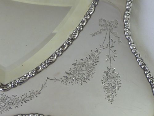 EDWARDIAN SILVER HEART SHAPE EASEL MIRROR DRESSING TABLE HALLMARKED 1904 - ADDITIONAL PHOTO 3