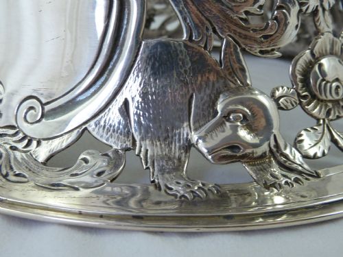 1891 IRISH SILVER POTATO DISH RING CHINOISERIE DUBLIN JAMES SMYTH VICTORIAN - ADDITIONAL PHOTO 3