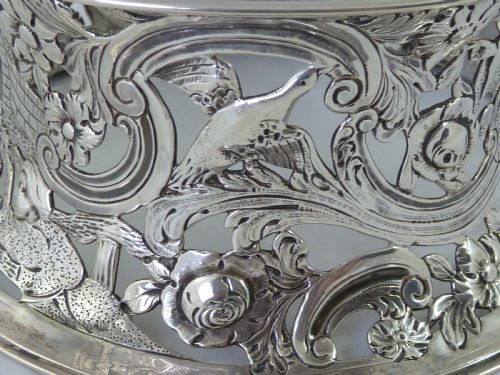 1891 IRISH SILVER POTATO DISH RING CHINOISERIE DUBLIN JAMES SMYTH VICTORIAN - ADDITIONAL PHOTO 4