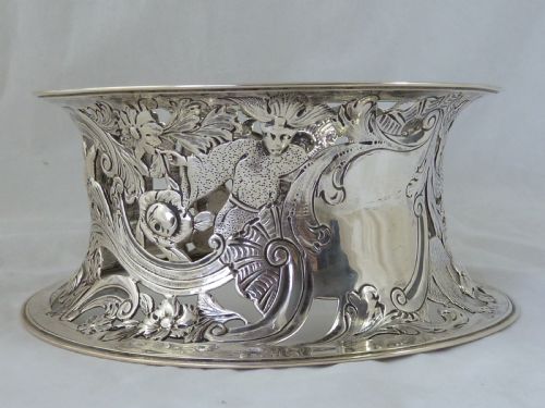 1891 IRISH SILVER POTATO DISH RING CHINOISERIE DUBLIN JAMES SMYTH VICTORIAN - ADDITIONAL PHOTO 5