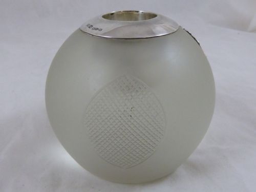 1891 SILVER GLASS VESTA MATCH HOLDER STRIKER GLOBE BALL POT HALLMARKED LARGE VICTORIAN - ADDITIONAL PHOTO 2
