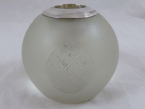 1891 SILVER GLASS VESTA MATCH HOLDER STRIKER GLOBE BALL POT HALLMARKED LARGE VICTORIAN - ADDITIONAL PHOTO 3
