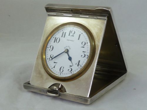 art deco hallmarked silver asprey travel clock - CATEGORY: ANTIQUE CLOCKS - DATED 1910