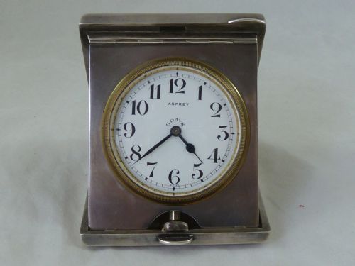 ART DECO HALLMARKED SILVER ASPREY TRAVEL CLOCK - ADDITIONAL PHOTO 1