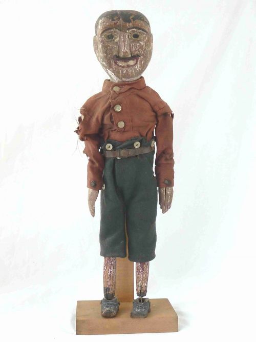 FOLK ART JIGGER TOY ARTICULATED DANCING CARVED WOODEN LIMBERJACK JIGGING JIG MAN DOLL - ADDITIONAL PHOTO 1