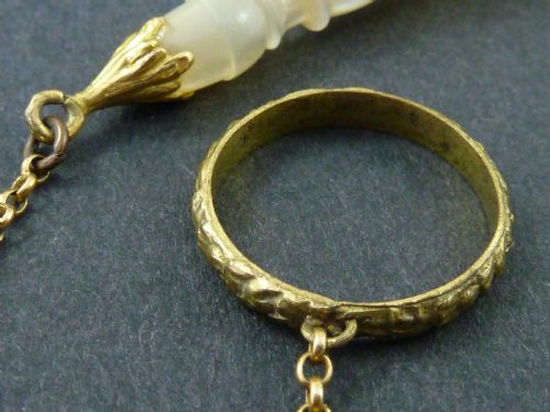 FRENCH GILT BRASS FLOWER HEAD MOP TUSSIE MUSSIE POSY HOLDER - ADDITIONAL PHOTO 2