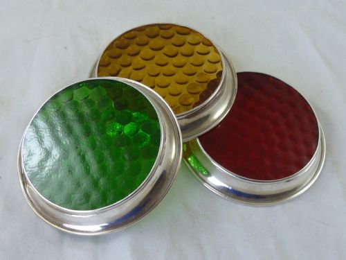 CAR MOTORING TRAFFIC LIGHT SILVER COASTERS DISHES HALLMARKED STERLING - ADDITIONAL PHOTO 2