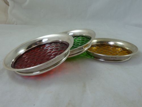 CAR MOTORING TRAFFIC LIGHT SILVER COASTERS DISHES HALLMARKED STERLING - ADDITIONAL PHOTO 3