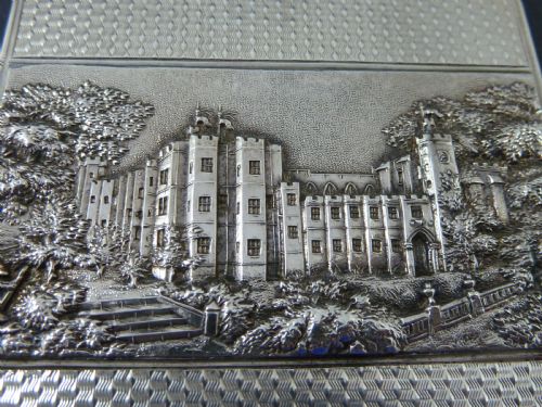 NATHANIEL MILLS 1839 CASTLE TOP VISITING CARD CASE STERLING SILVER HALLMARKED VICTORIAN BURRELL - ADDITIONAL PHOTO 2