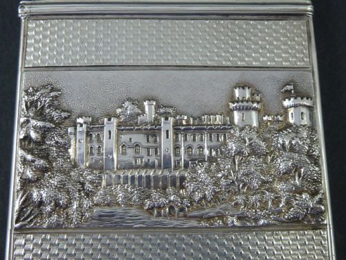 NATHANIEL MILLS 1839 CASTLE TOP VISITING CARD CASE STERLING SILVER HALLMARKED VICTORIAN BURRELL - ADDITIONAL PHOTO 3