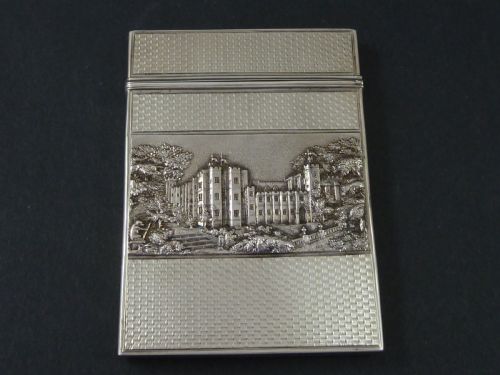 NATHANIEL MILLS 1839 CASTLE TOP VISITING CARD CASE STERLING SILVER HALLMARKED VICTORIAN BURRELL - ADDITIONAL PHOTO 4