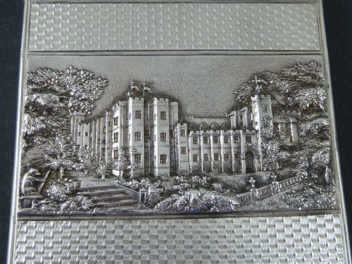 NATHANIEL MILLS 1839 CASTLE TOP VISITING CARD CASE STERLING SILVER HALLMARKED VICTORIAN BURRELL - ADDITIONAL PHOTO 5