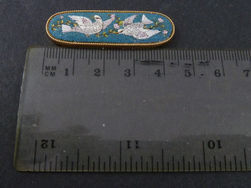 DOVES GOLD MOUNTED ITALIAN VENETIAN MICRO MOSAIC BROOCH PANEL - ADDITIONAL PHOTO 5
