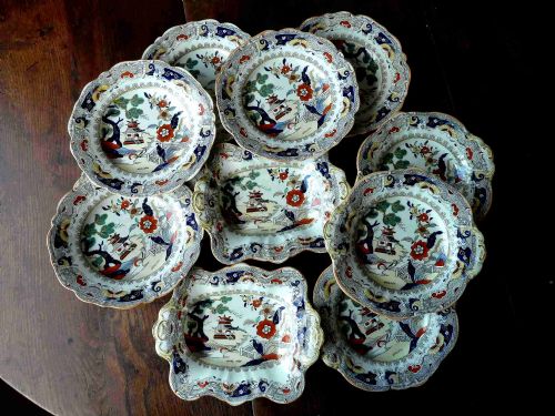 masons patent ironstone china desert service plates dishes shapes pottery - CATEGORY: ANTIQUE PLATES - DATED 1800