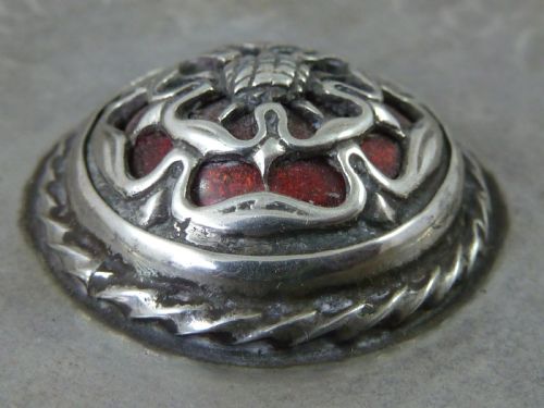 OMAR RAMSDEN 1927 HALLMARKED SILVER TUDOR ROSE DISH ENAMEL ARTS CRAFTS - ADDITIONAL PHOTO 3