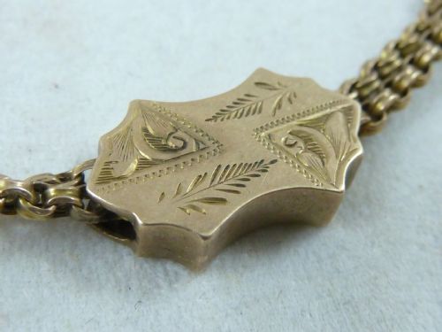 9 23CM 11G VICTORIAN SOLID 9C GOLD ALBERTINA POCKET FOB WATCH CHAIN BRACELET - ADDITIONAL PHOTO 2