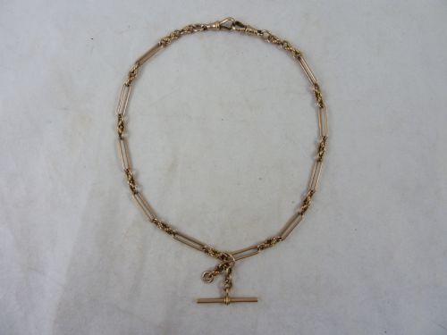 1899 1518 384mm 268g solid 9 carat gold double albert pocket watch chain necklace choker collar victorian - CATEGORY: ANTIQUE JEWELLERY - DATED 1890