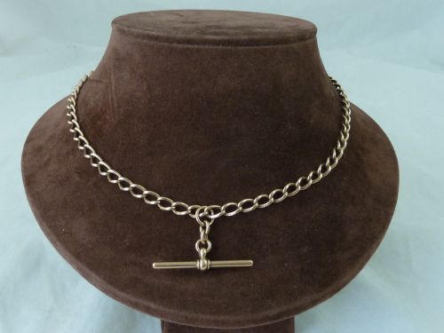 1910 1514 390MM 18G SOLID 9 CARAT GOLD DOUBLE ALBERT POCKET WATCH CHAIN NECKLACE CHOKER COLLAR - ADDITIONAL PHOTO 1