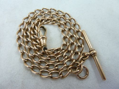 1910 1514 390MM 18G SOLID 9 CARAT GOLD DOUBLE ALBERT POCKET WATCH CHAIN NECKLACE CHOKER COLLAR - ADDITIONAL PHOTO 6