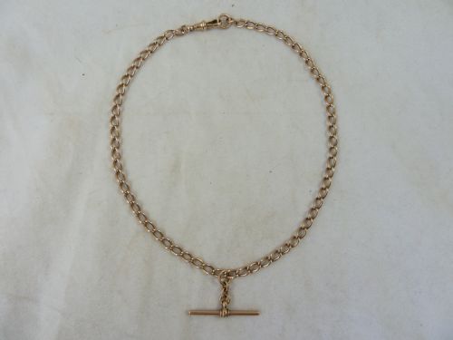 1910 1514 390MM 18G SOLID 9 CARAT GOLD DOUBLE ALBERT POCKET WATCH CHAIN NECKLACE CHOKER COLLAR - ADDITIONAL PHOTO 8