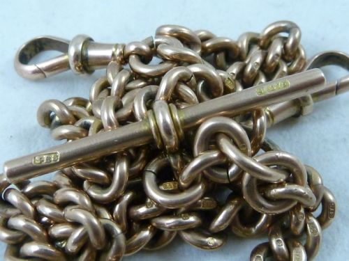 1908 1634 425MM 53G SOLID 9 CARAT GOLD ALBERT POCKET WATCH CHAIN NECKLACE CHOKER COLLAR EDWARDIAN - ADDITIONAL PHOTO 3
