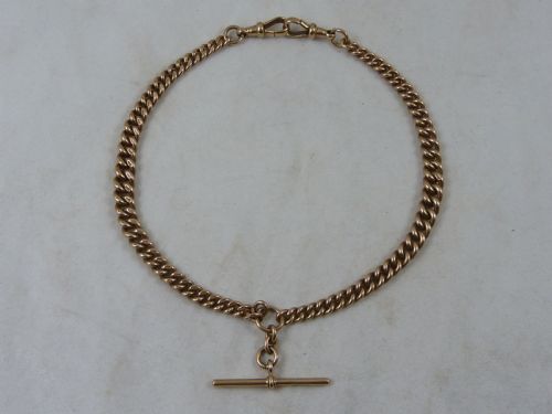 1914 14 357mm 495g solid 9 carat gold double albert pocket watch chain choker collar graduated curb link - CATEGORY: ANTIQUE JEWELLERY - DATED 1910