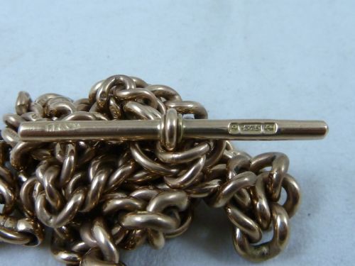 1914 14 357MM 495G SOLID 9 CARAT GOLD DOUBLE ALBERT POCKET WATCH CHAIN CHOKER COLLAR GRADUATED CURB LINK - ADDITIONAL PHOTO 2