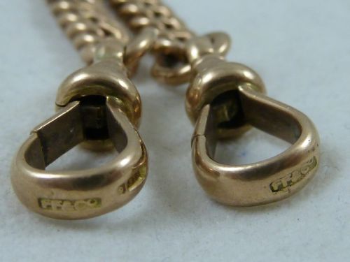 1914 14 357MM 495G SOLID 9 CARAT GOLD DOUBLE ALBERT POCKET WATCH CHAIN CHOKER COLLAR GRADUATED CURB LINK - ADDITIONAL PHOTO 3