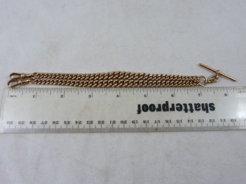 1914 14 357MM 495G SOLID 9 CARAT GOLD DOUBLE ALBERT POCKET WATCH CHAIN CHOKER COLLAR GRADUATED CURB LINK - ADDITIONAL PHOTO 5