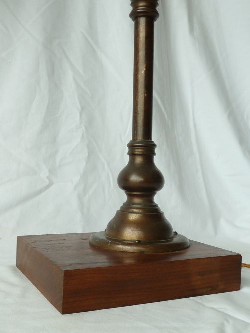 LARGE BRASS PILLAR SWAN NECK TABLE LAMP DESK COLUMN - ADDITIONAL PHOTO 6