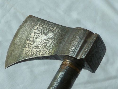ENGRAVED STEEL SADDLE AXE TABAR TABARZIN INDIAN OTTOMAN ISLAMIC PERSIAN - ADDITIONAL PHOTO 9