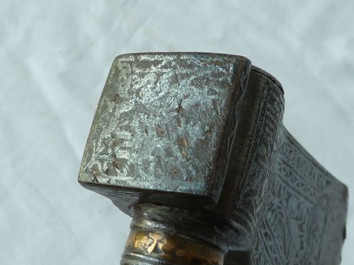 ENGRAVED STEEL SADDLE AXE TABAR TABARZIN INDIAN OTTOMAN ISLAMIC PERSIAN - ADDITIONAL PHOTO 11
