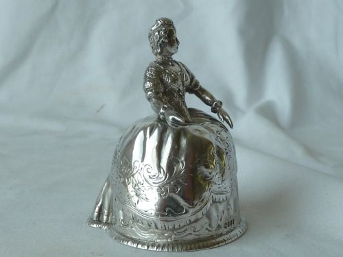1892 HALLMARKED SILVER CRINOLINE LADY TABLE BELL CONTINENTAL VICTORIAN - ADDITIONAL PHOTO 2