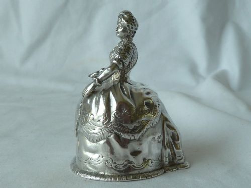 1892 HALLMARKED SILVER CRINOLINE LADY TABLE BELL CONTINENTAL VICTORIAN - ADDITIONAL PHOTO 4