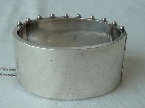 1893 ENGLISH VICTORIAN HALLMARKED SOLID STERLING SILVER ROSE YELLOW GOLD CUFF BANGLE BRACELET - ADDITIONAL PHOTO 4