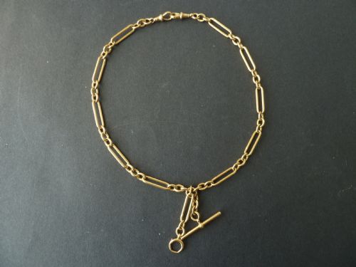 1893 185 47cm 75g solid 18 carat gold double albert pocket watch chain trombone link victorian - CATEGORY: ANTIQUE JEWELLERY - DATED 1890