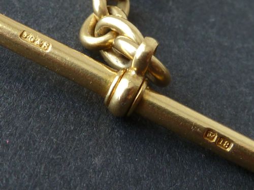 1893 185 47CM 75G SOLID 18 CARAT GOLD DOUBLE ALBERT POCKET WATCH CHAIN TROMBONE LINK VICTORIAN - ADDITIONAL PHOTO 5