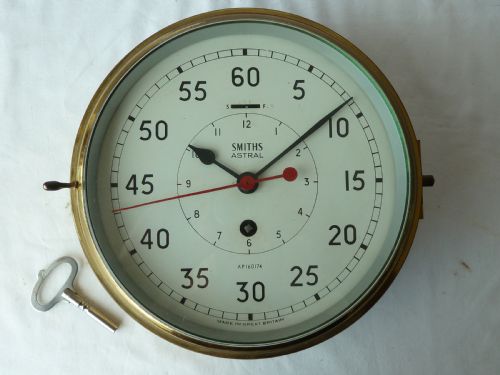 Large Smiths Astral Brass Ships Clock 8 Day Admiralty Pattern Marine Bulkhead
