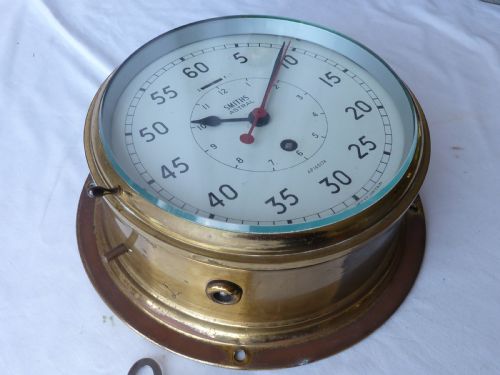 fig 1. Large Smiths Astral Brass Ships Clock 8 Day Admiralty Pattern Marine Bulkhead