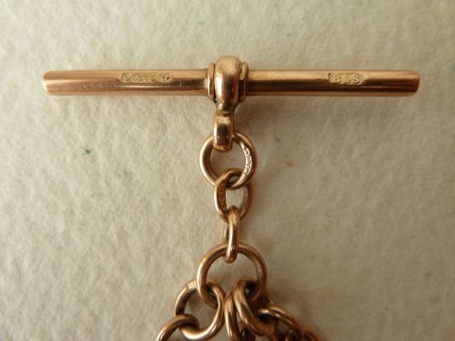 1923 1634 425MM 232G SOLID 9 CARAT GOLD DOUBLE ALBERT POCKET WATCH TROMBONE LINK CHAIN NECKLACE - ADDITIONAL PHOTO 2