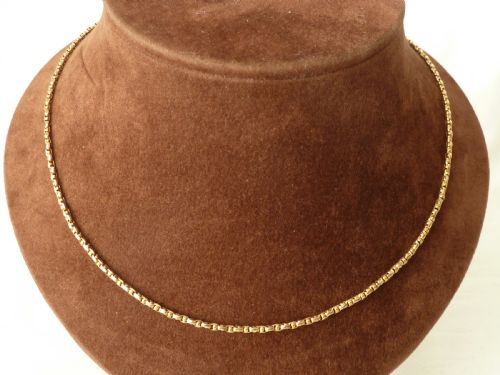VICTORIAN 9 CARAT GOLD FANCY LINK BELCHER CHAIN NECKLACE 175 445MM MARKED 9C - ADDITIONAL PHOTO 1