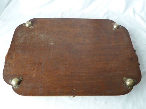 VICTORIAN SILVER PLATE OAK RECTANGULAR GALLERY TRAY EPNS - ADDITIONAL PHOTO 3